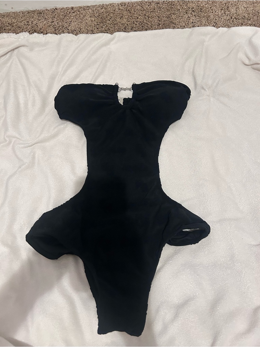 PLAYBOY Black Womans One-Piece Backless Swim Suit